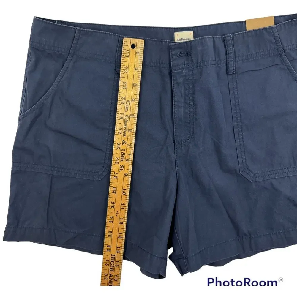 NEW Bass & Co. Shorts Womens 16 Blue Cargo Mid Rise Cotton 4" inseam - Picture 7 of 8